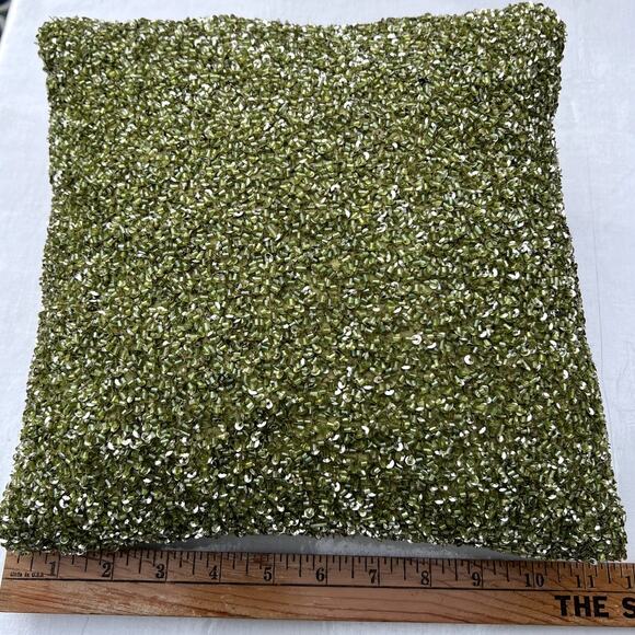 Festive Pillow Lot 2 Crate & Barrel Pier 1 Beaded Jingle Bells Removable Covers - Picture 3 of 16